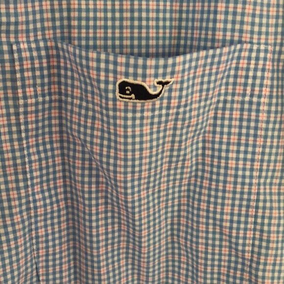 Vineyard Vines Blue and pink checkered long sleeve button down shirt size XL - Picture 2 of 6